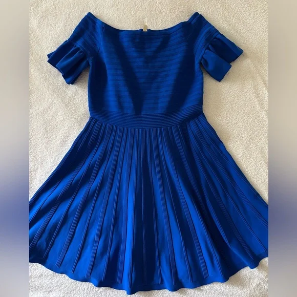 Ted Baker London Women’s Off Shoulder Blue Dress Size 4 - Picture 10 of 12